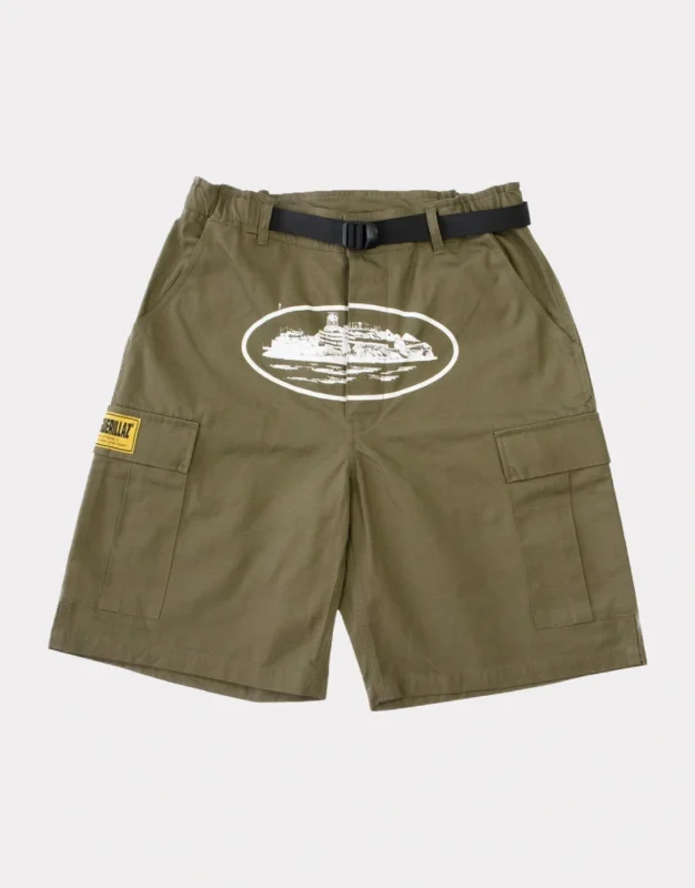 Corteiz Alcatraz Cargo Shorts – Khaki Green