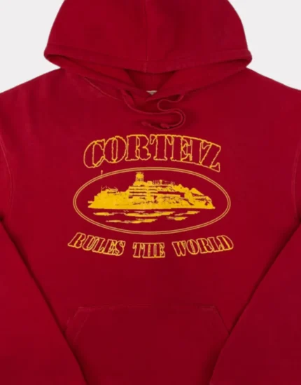 Corteiz OG Alcatraz Hoodie Red-1