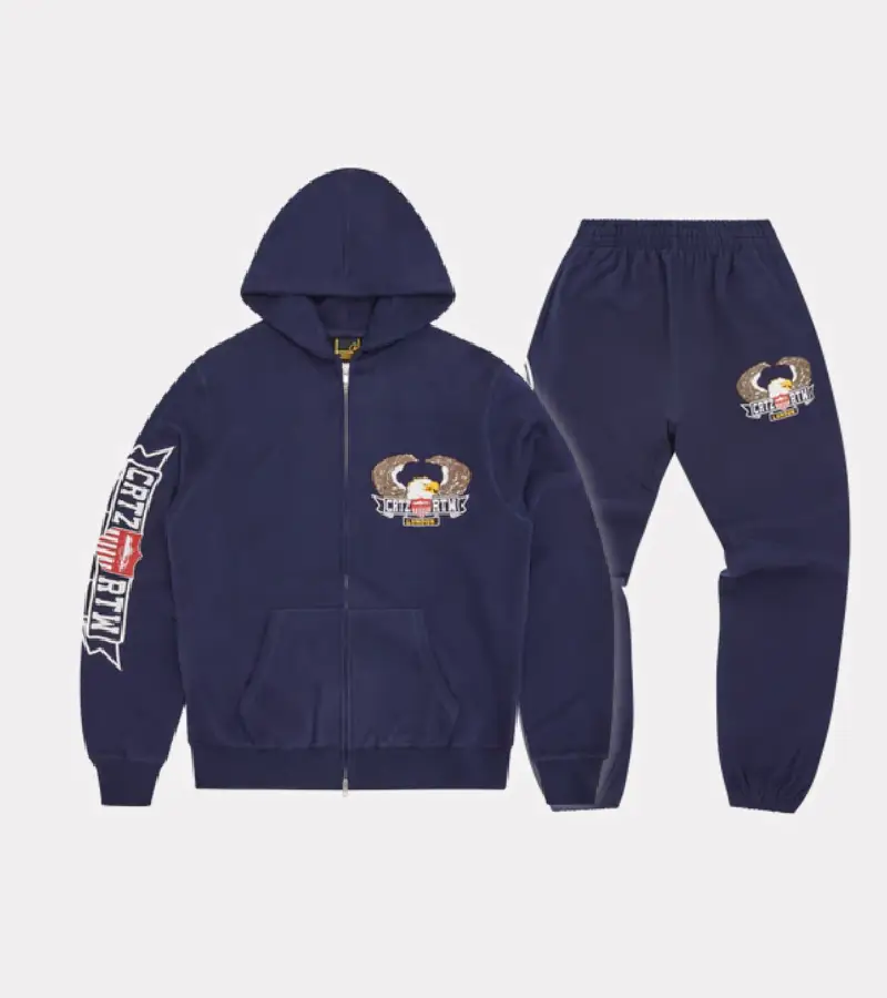 Corteiz Dipset Zip-Up Tracksuit Navy