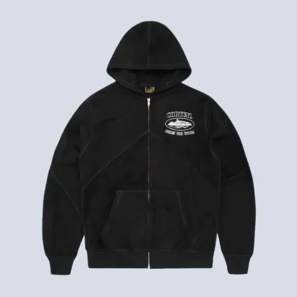 Corteiz Superior V2 Zip-Up Hoodie Black