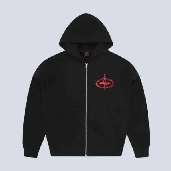 Corteiz x Slaughter Gang 21 Savage Zip Up Hoodie Black